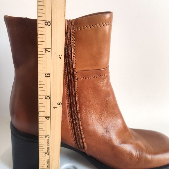 Bass Boots Size 8 90s Y2K Leather Camel Tan Square Toe Mid-Calf Vintage Womens - Picture 11 of 12